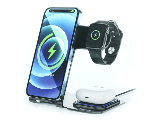 3 in 1 Wireless Charging Station for Smart Phone Watch Earphones 15W MW-04 