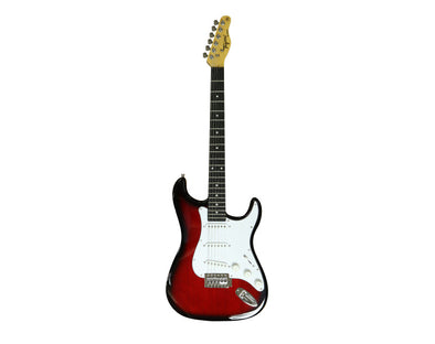 Freedom Full Size Electric Guitar 6 String Strat Style Poplar Sunburst Red ST3-SRD 
