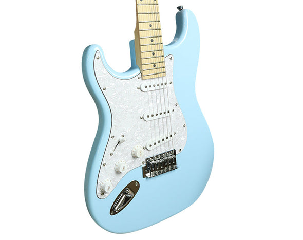 Sawtooth Left Hand Full Size Electric Guitar 6 String Strat Style ES Series Daphne Blue STESLH-BLU 