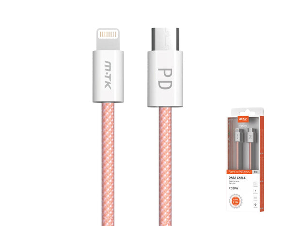 Moveteck 1m Type-C to Lightning Cable Braided Data for IP6 / 7 / 8 / X / 12 / 13 Super Charge 20W TB1305 Orange