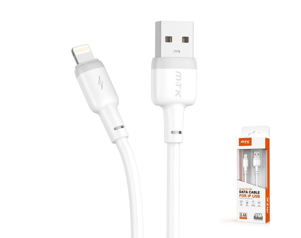 Moveteck iP to USB Data Cable 1m 5V 3.4a White Black TB1365 White
